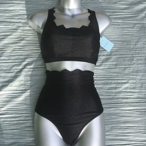 NWT Cupshe Black textures bikini